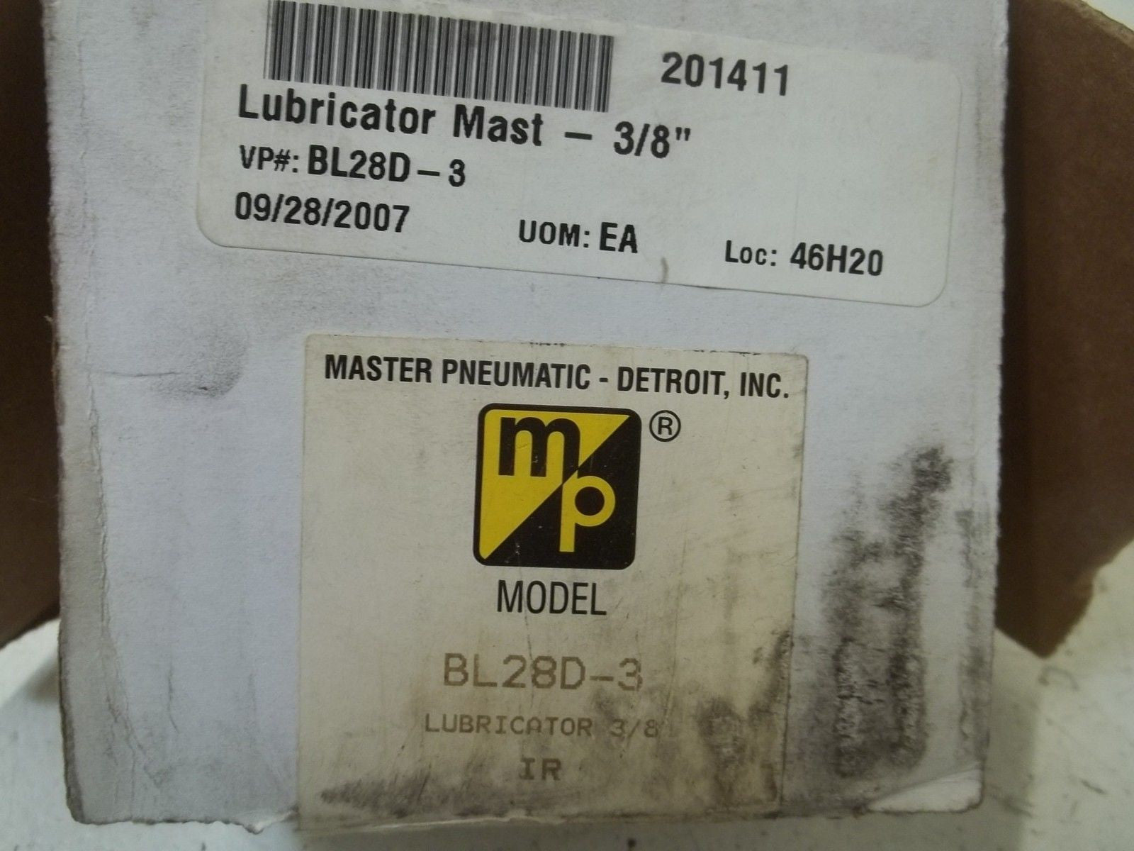MASTER PNEUMATIC-DETROIT, INC. BL28D-3 3/8" LUBRICATOR *NEW IN BOX*