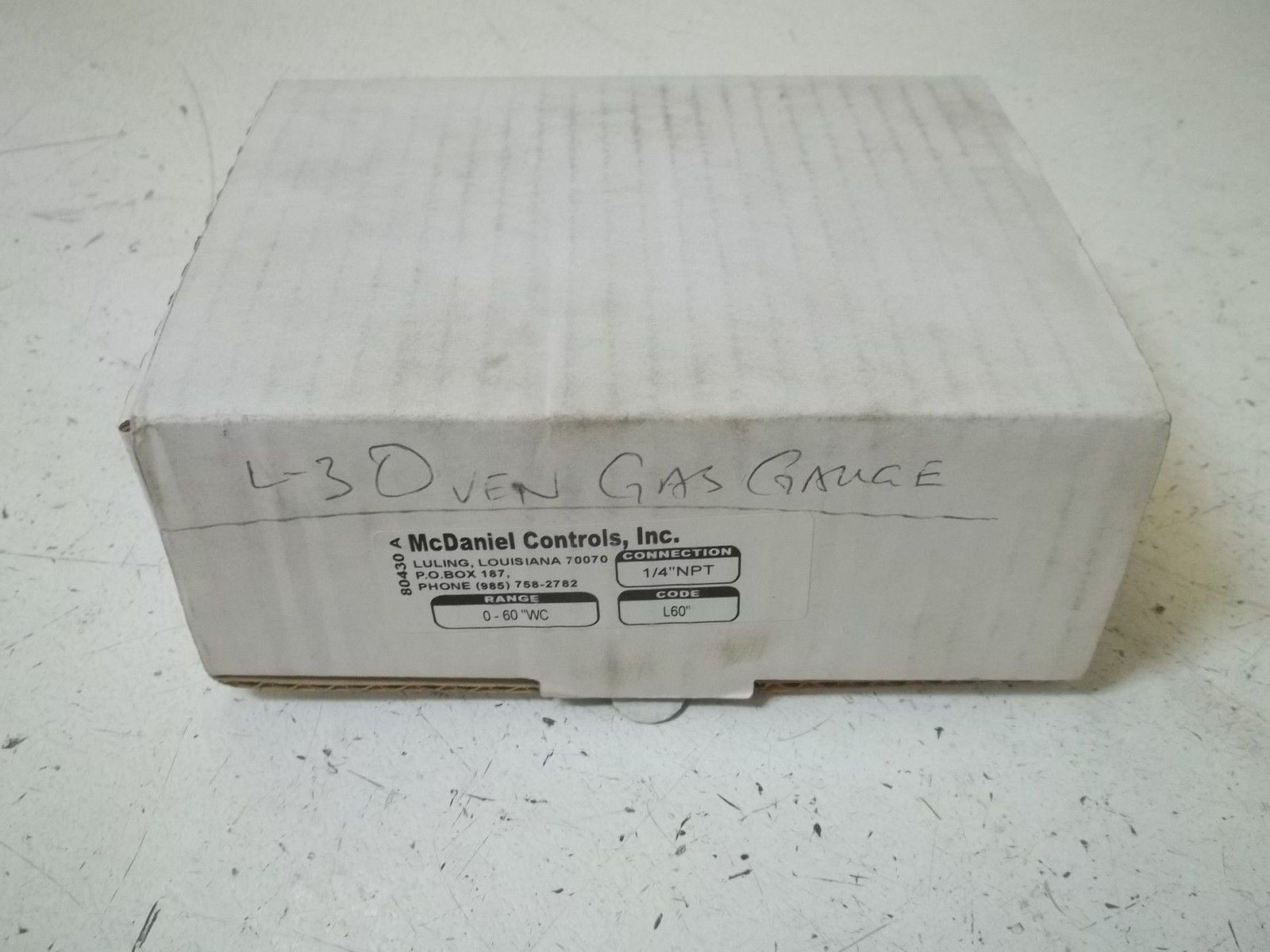 MCDANIEL CONTROLS INC. L60 1/4" GAUGE 0-60 *NEW IN BOX*