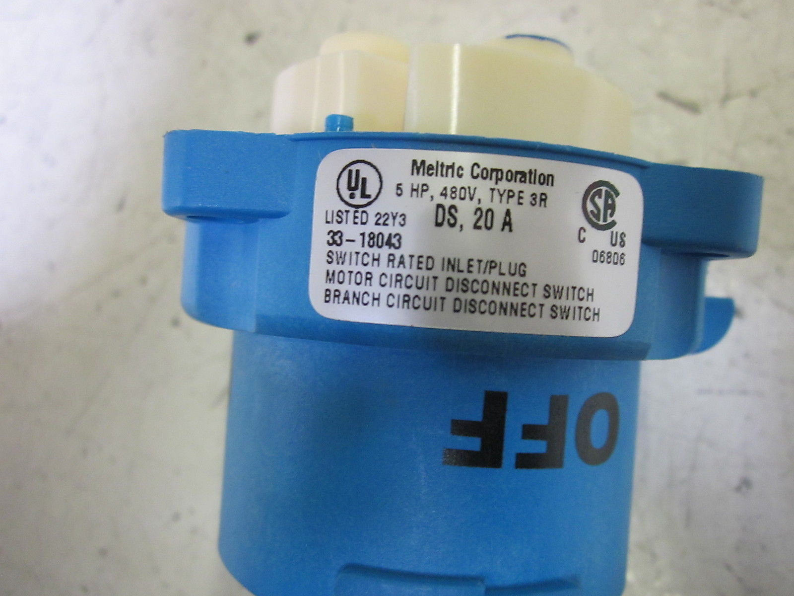 MELTRIC 33-14043 RECEPTACLE / CONNECTOR 20A 480V  *NEW IN BOX*