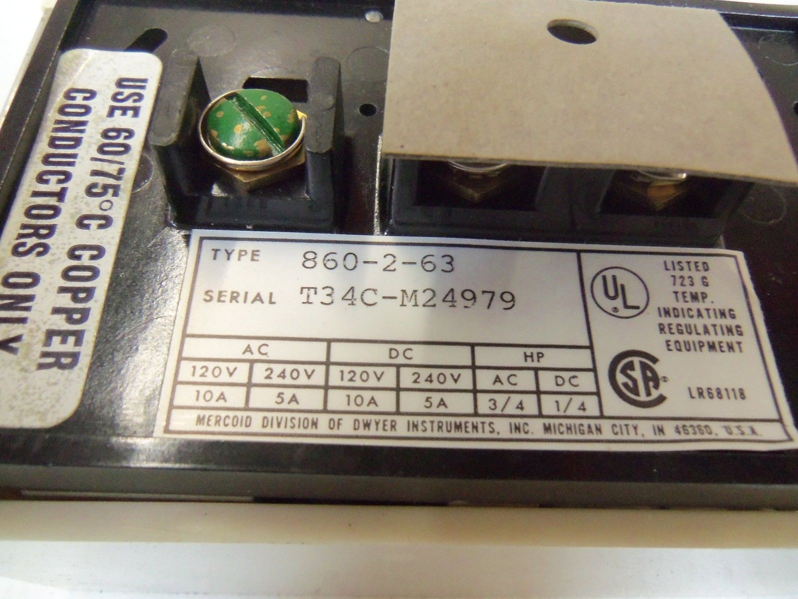 MERCOID CONTROL 860-2-63 *NEW IN BOX*