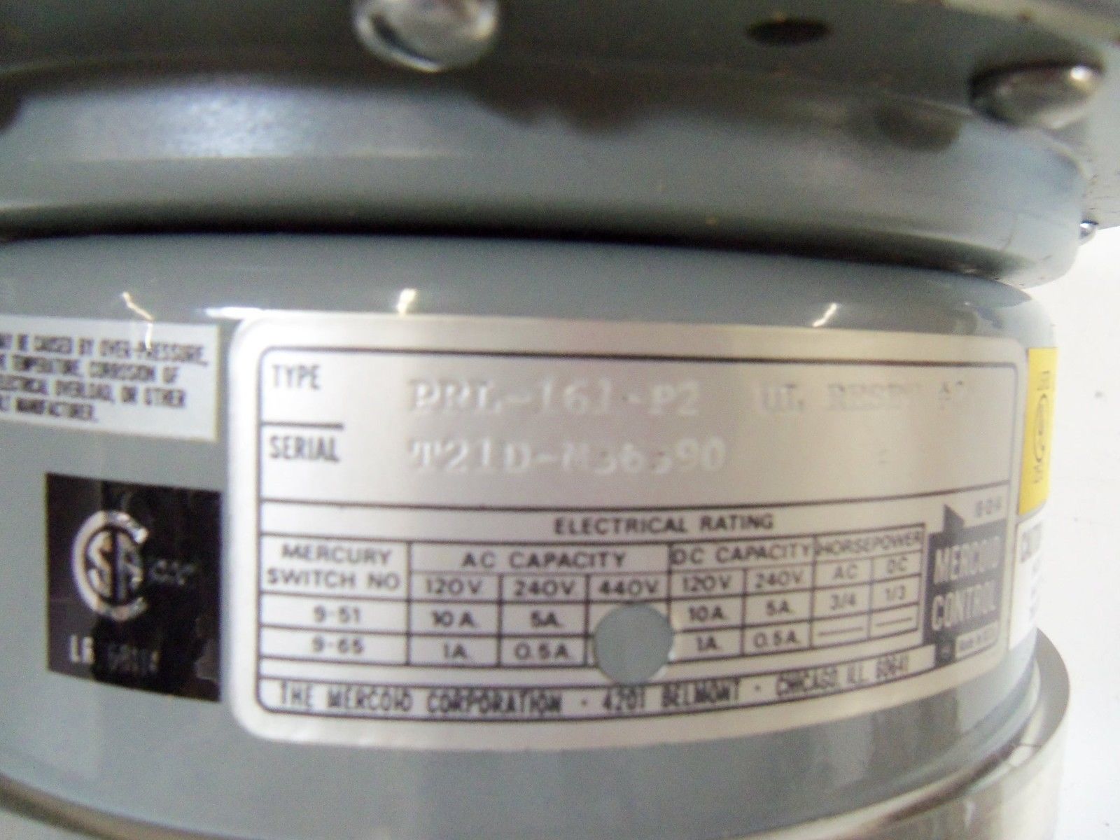 MERCOID CONTROL PRL-161-P2 *NEW IN BOX*
