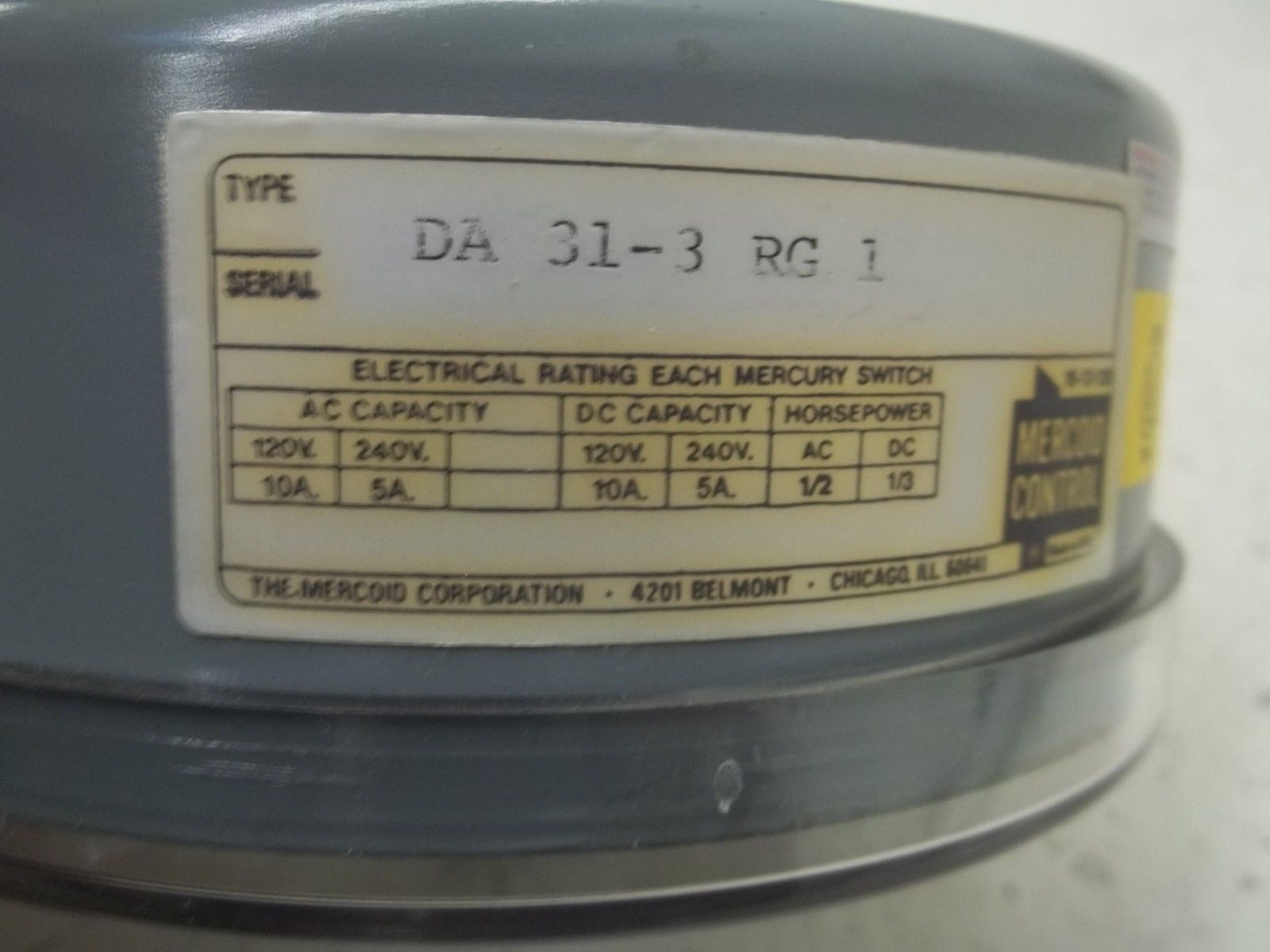 MERCOID DA31-3 RG1 PRESSURE SWITCH *NEW IN BOX*