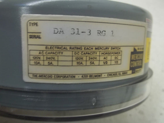 MERCOID DA31-3 RG1 PRESSURE SWITCH *NEW IN BOX*