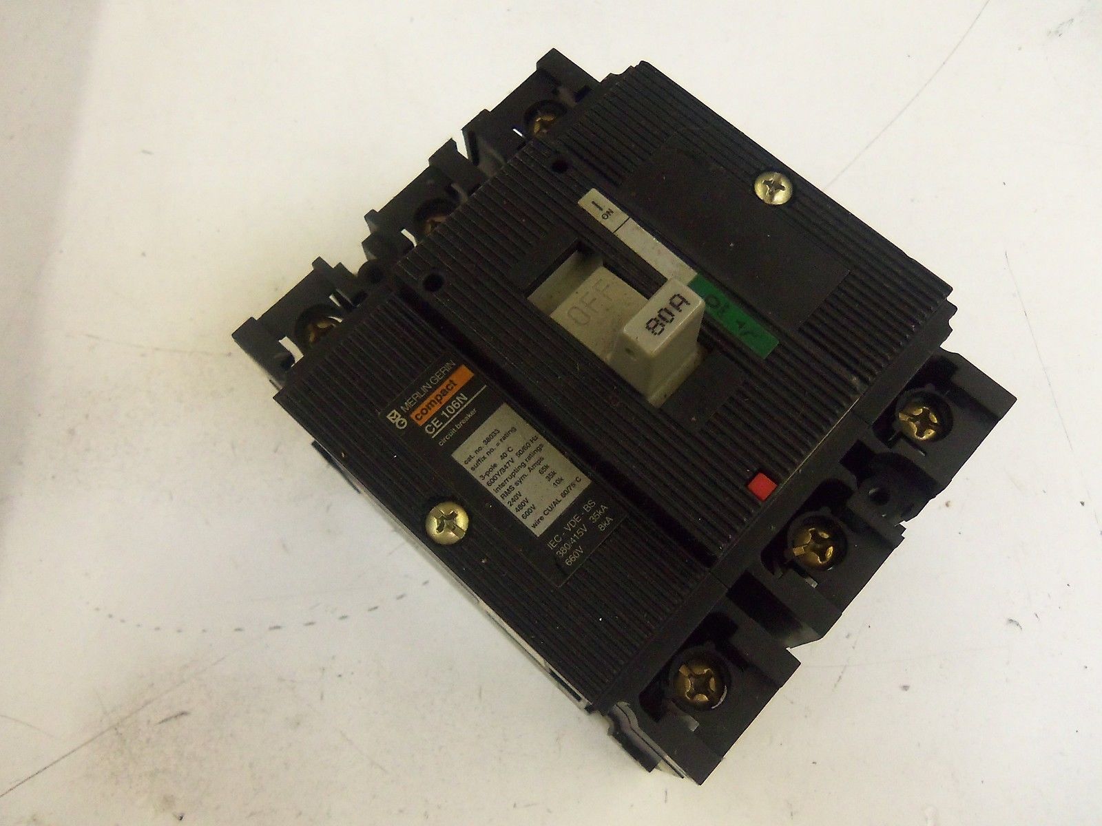 MERLIN GERIN 38033 CIRCUIT BREAKER 80A  *USED*
