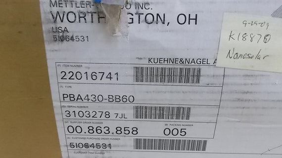 METTLER TOLEDO PBA430-BB60-IDNET SCALE (AS PICTURED) *NEW IN BOX*