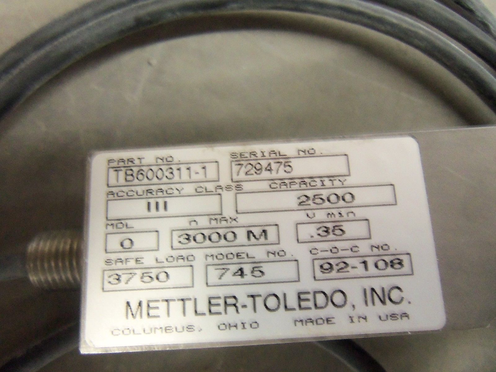 METTLER TOLEDO TB600311-1 *NEW NO BOX*