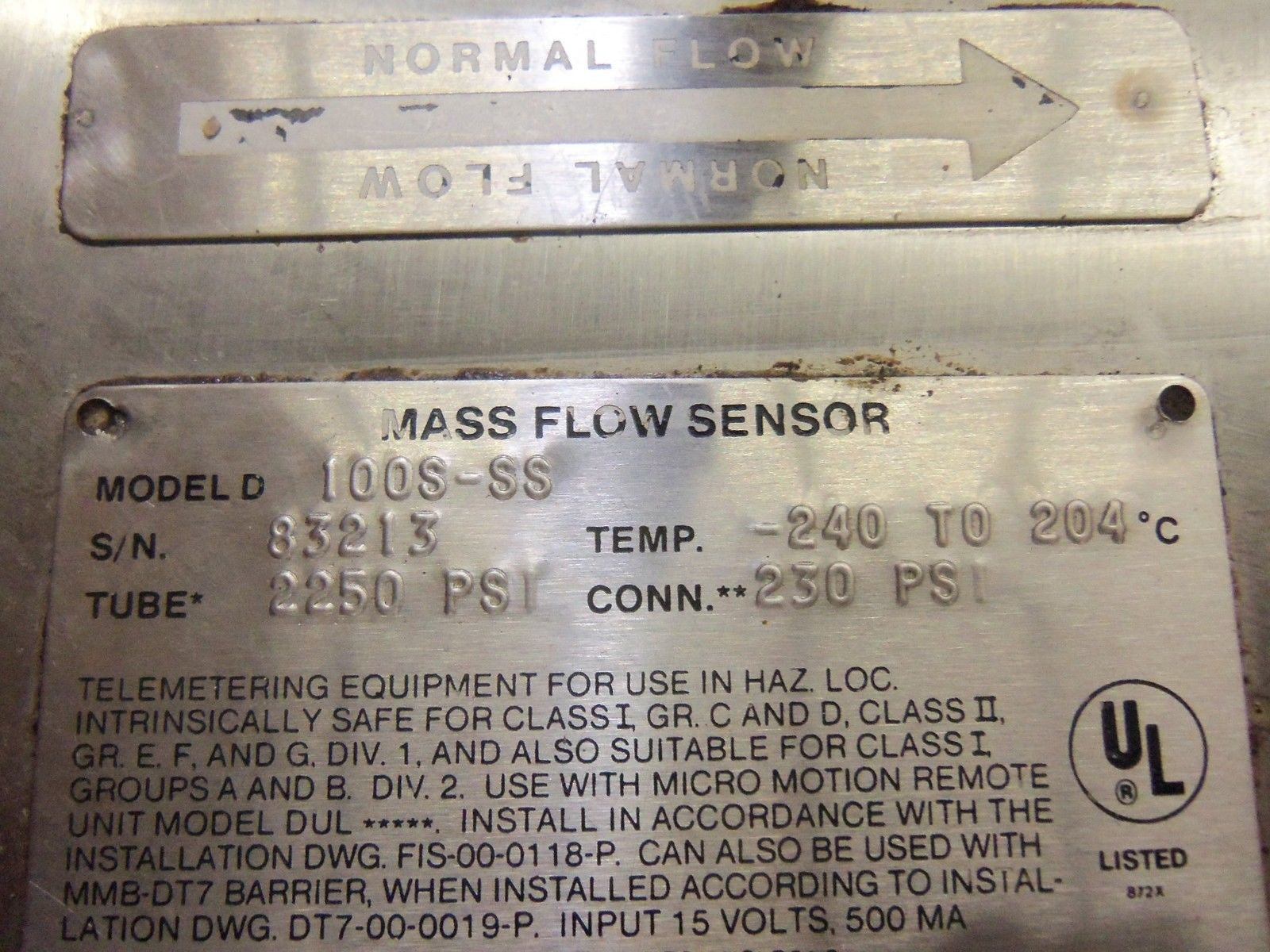 MICRO MOTION D100S-SS *USED*