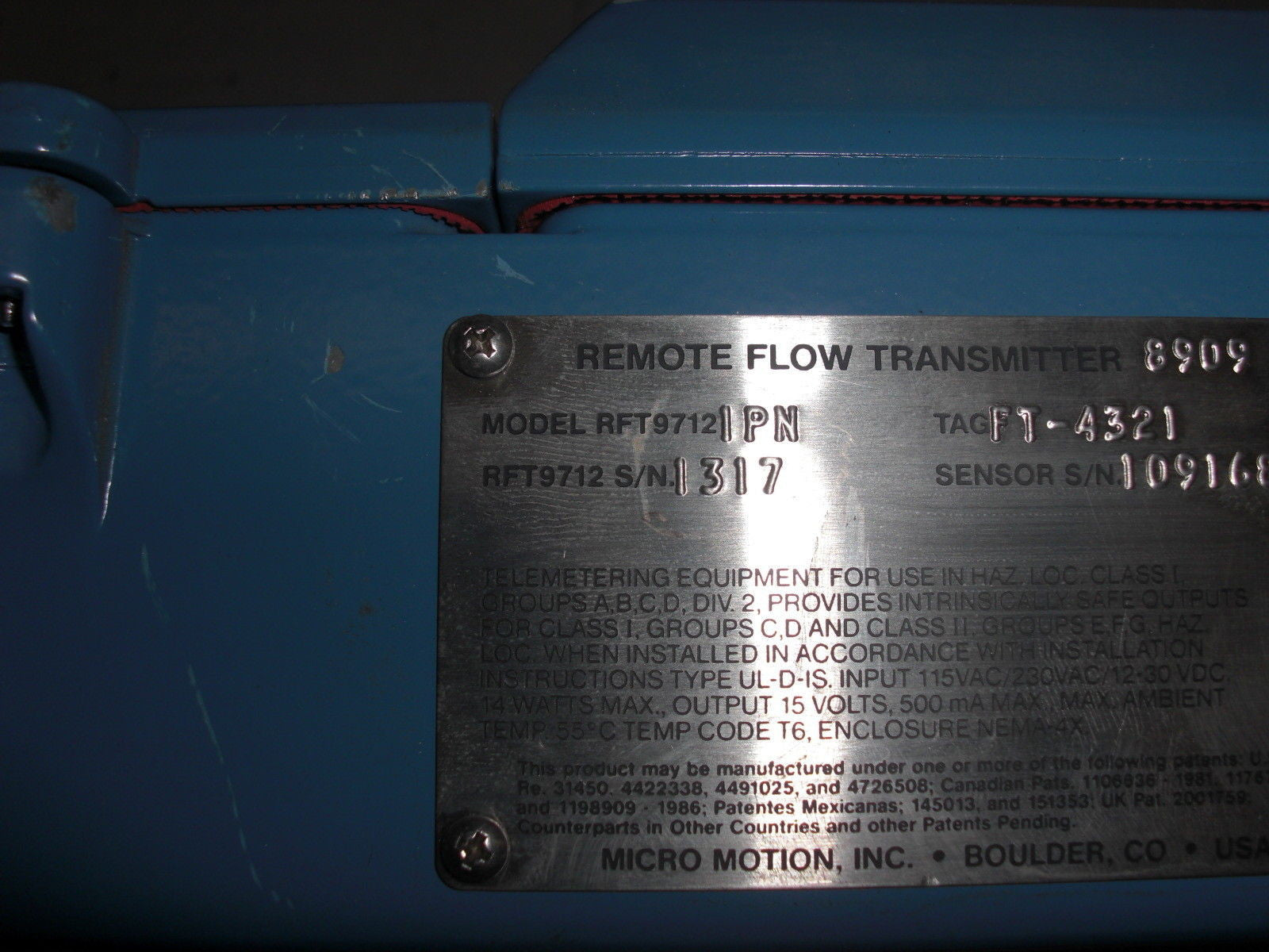 MICRO MOTION RFT97121PN FLOW TRANSMITTER  *USED*
