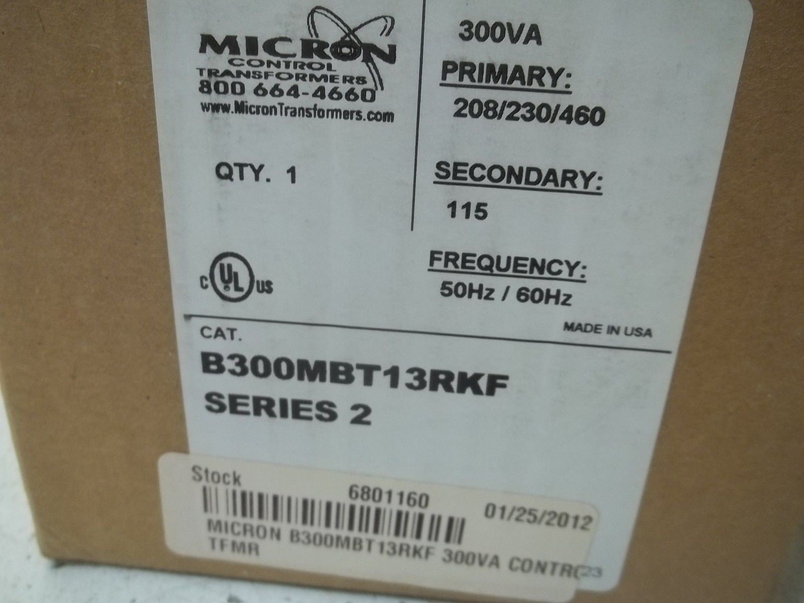 MICRON B300MBT13RKF SERIES 2 TRANSFORMER 300VA *NEW IN BOX*