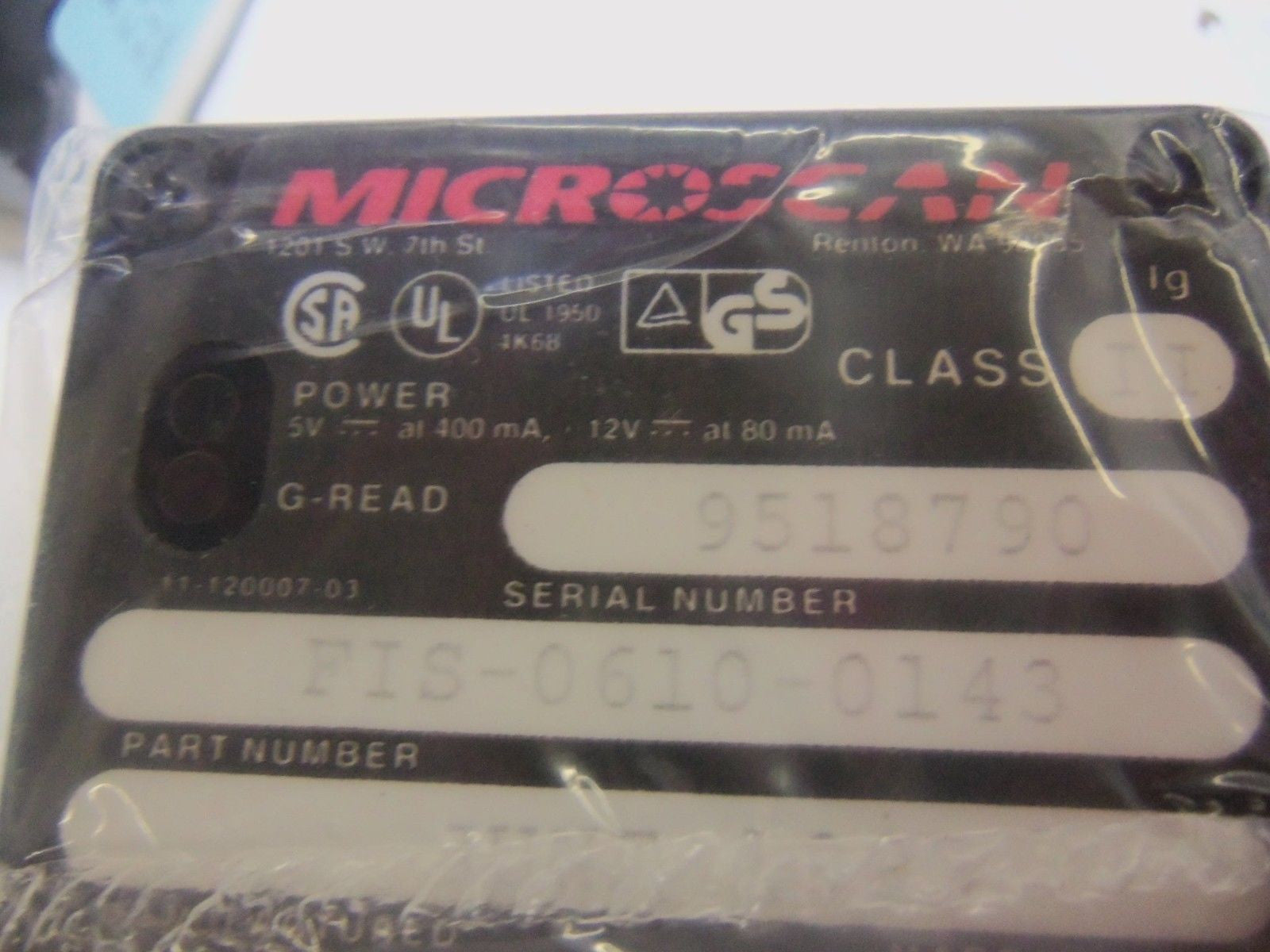 MICROSCAN FIS-0610-0143 BAR CODE SCANNER MS-610 *NEW IN BOX*