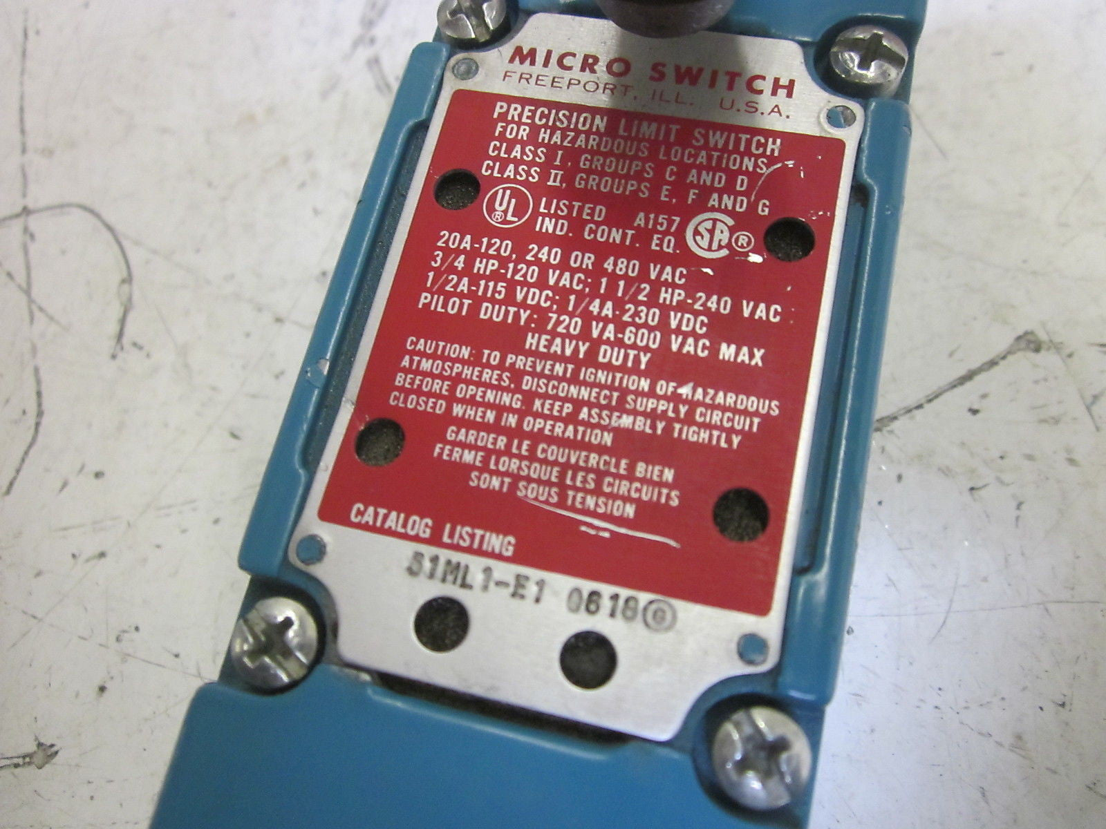 MICROSWITCH 51ML1-E1 PRECISION LIMIT SWITCH  *USED*