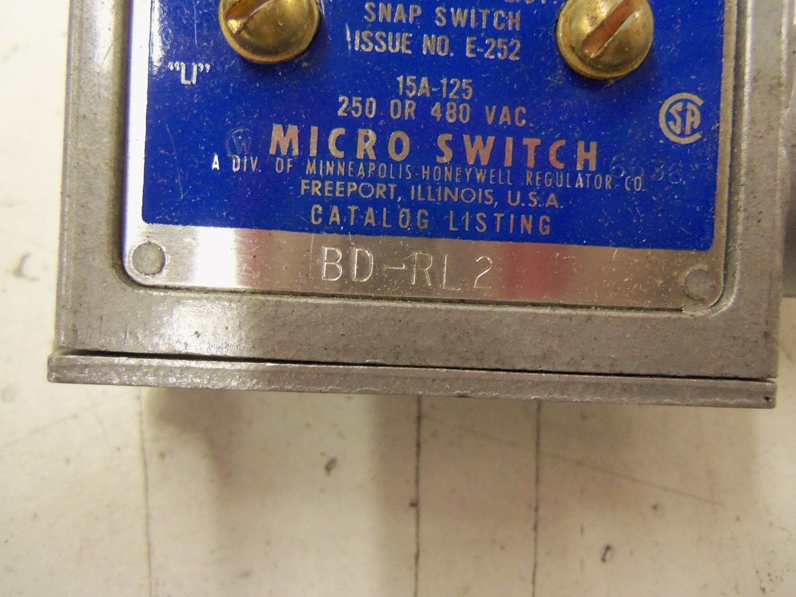 MICRO SWITCH BD-RL2 *NEW IN BOX*