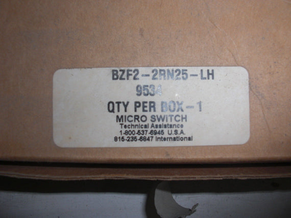 MICROSWITCH BZF2-2RN25-LH *NEW*