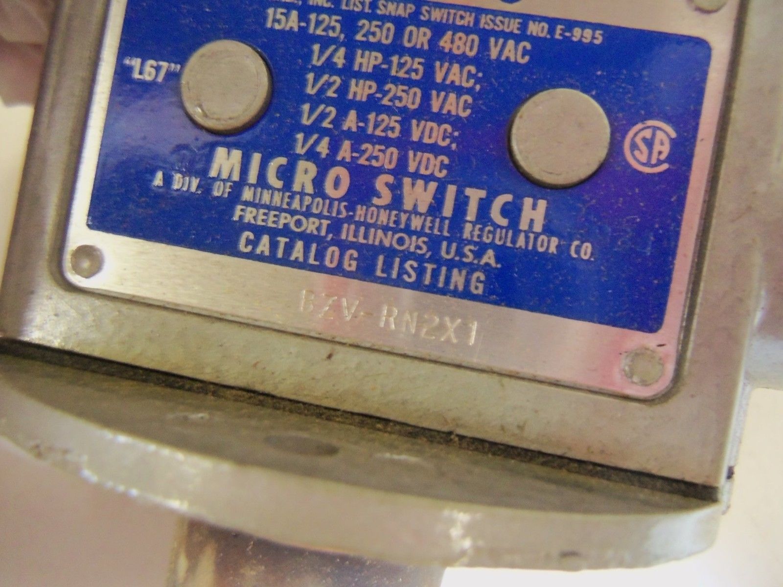 MICROSWITCH BZV-RN2X1 *USED*