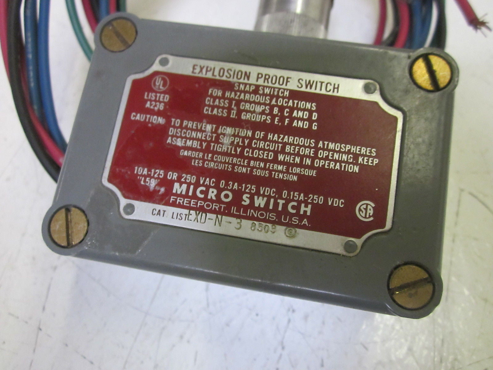 MICRO SWITCH EXD-N-3 EXPLOSION PROOF SWITCH 250VAC *USED*