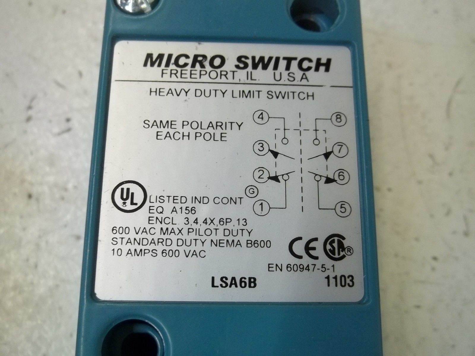 MICROSWITCH LSA6B LIMIT SWITCH (BODY ONLY) *USED*