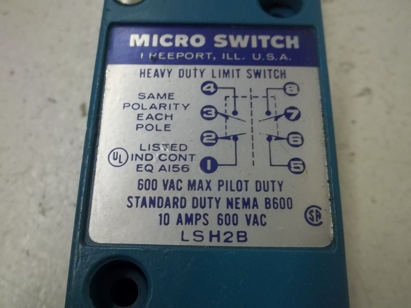 MICROSWITCH LSH2B LIMIT SWITCH *USED*