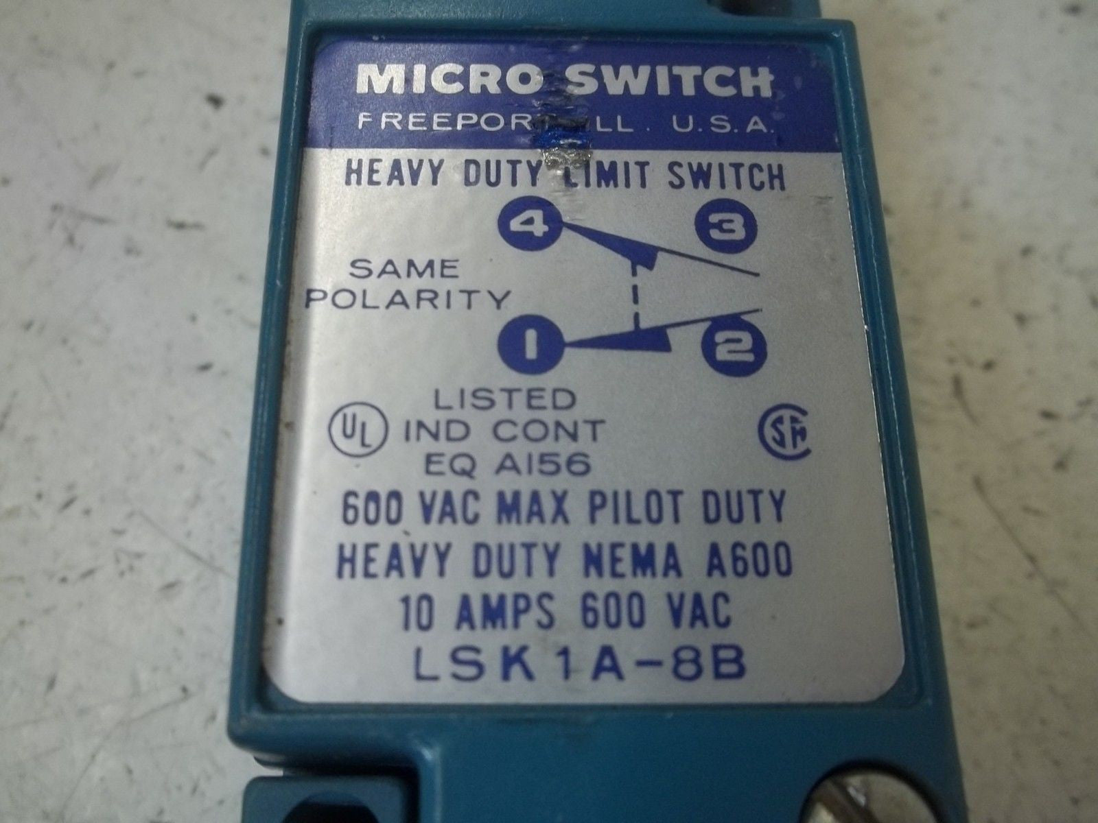 MICRO SWITCH LSK1A-8B LIMIT SWITCH *USED*