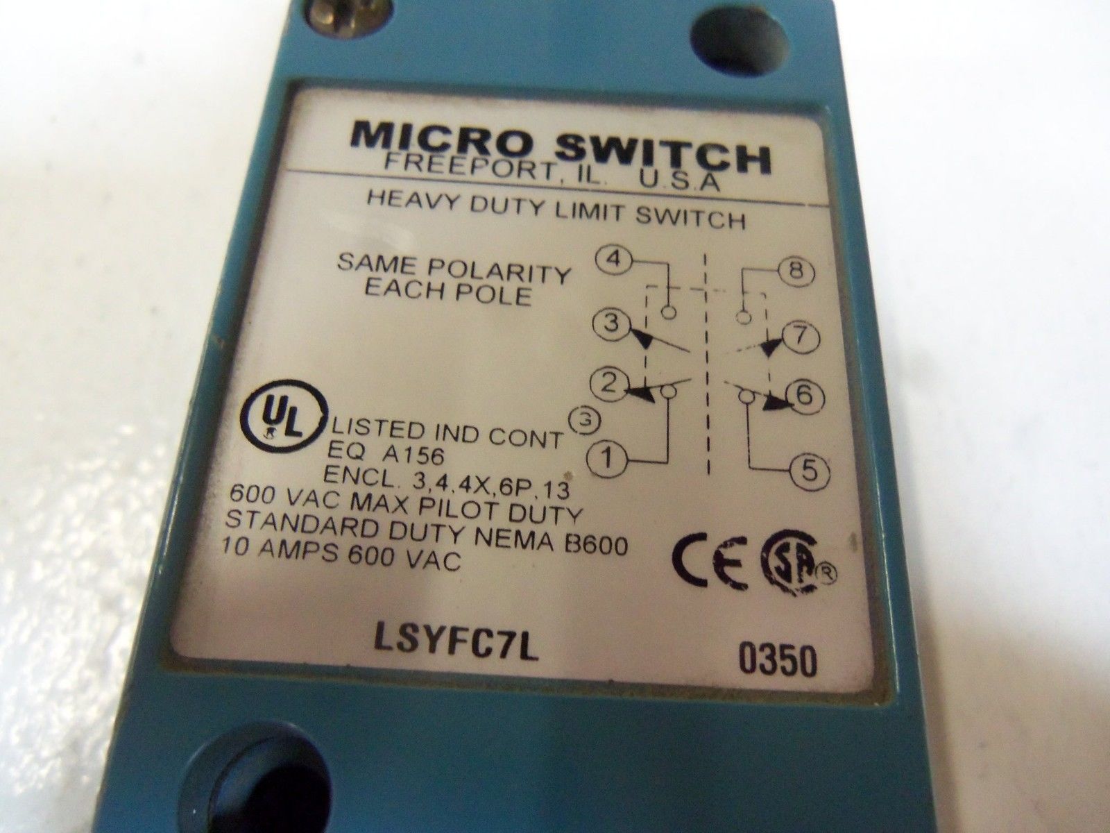 MICROSWITCH LSYFC7L LIMIT SWITCH *USED*
