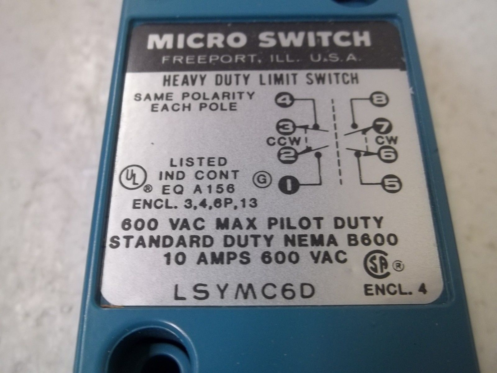MICROSWITCH LSYMC6D-1B LIMIT SWITCH *NEW IN BOX*