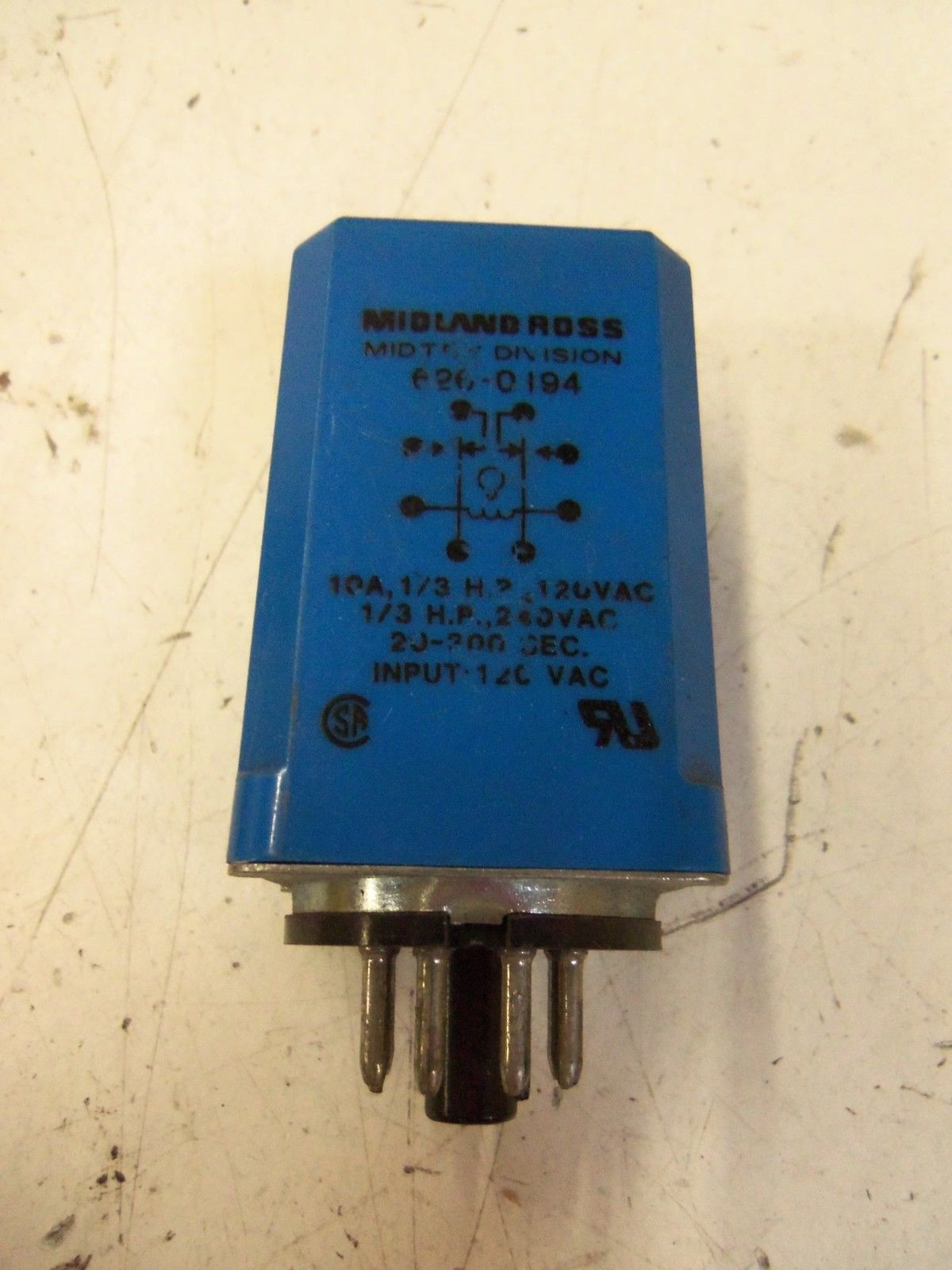 MIDLAND ROSS MIDTEX 626-0194 TIME DELAY RELAY 20-300 SEC. *USED*