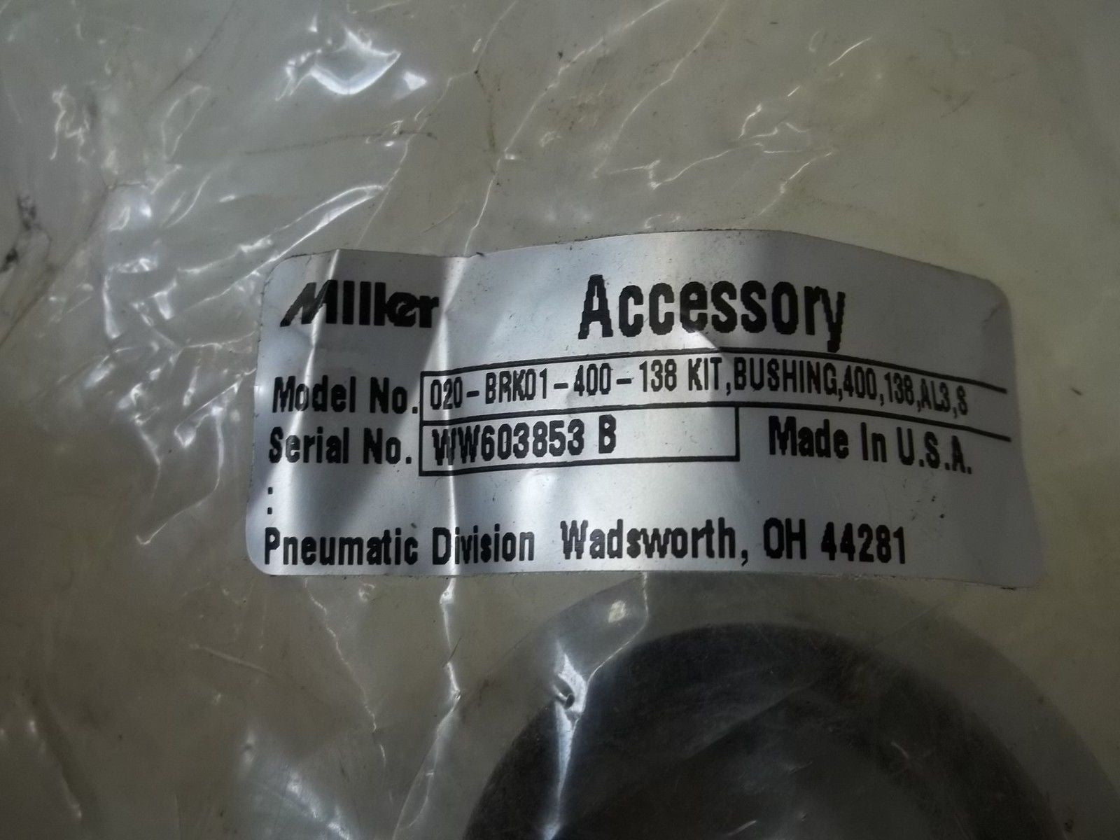 MILLER 020-BRK01-400-138KIT,BUSHING,400,138,ALB,S1 *NEW IN A FACTORY BAG*