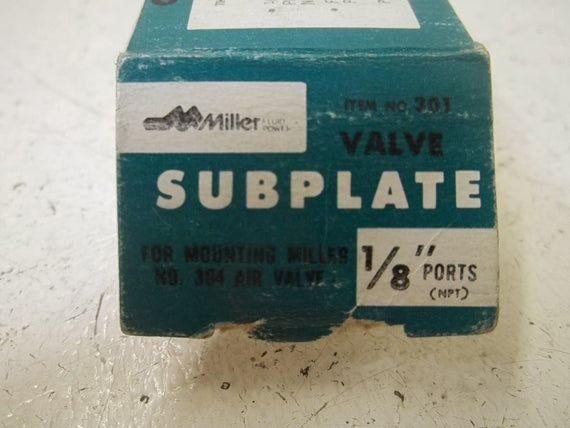 MILLER 301 1/8" VALVE SUBPLATE (AS PICTURED)*NEW IN BOX*