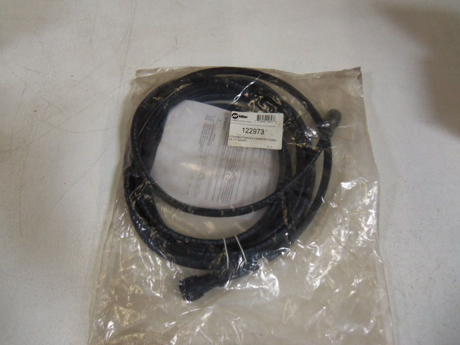 MILLER CONNECTION/EXTENSION CORD 25FT 24VAC 122973 *NEW IN BAG*