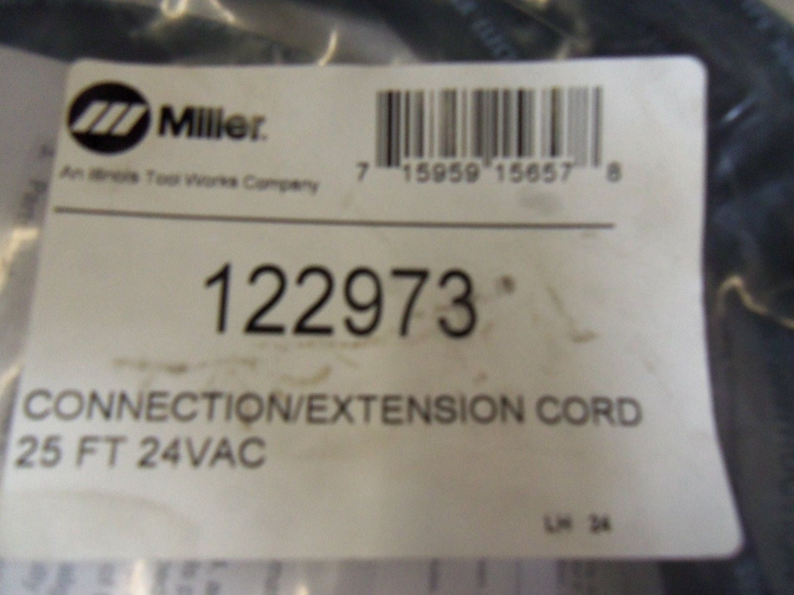 MILLER CONNECTION/EXTENSION CORD 25FT 24VAC 122973 *NEW IN BAG*