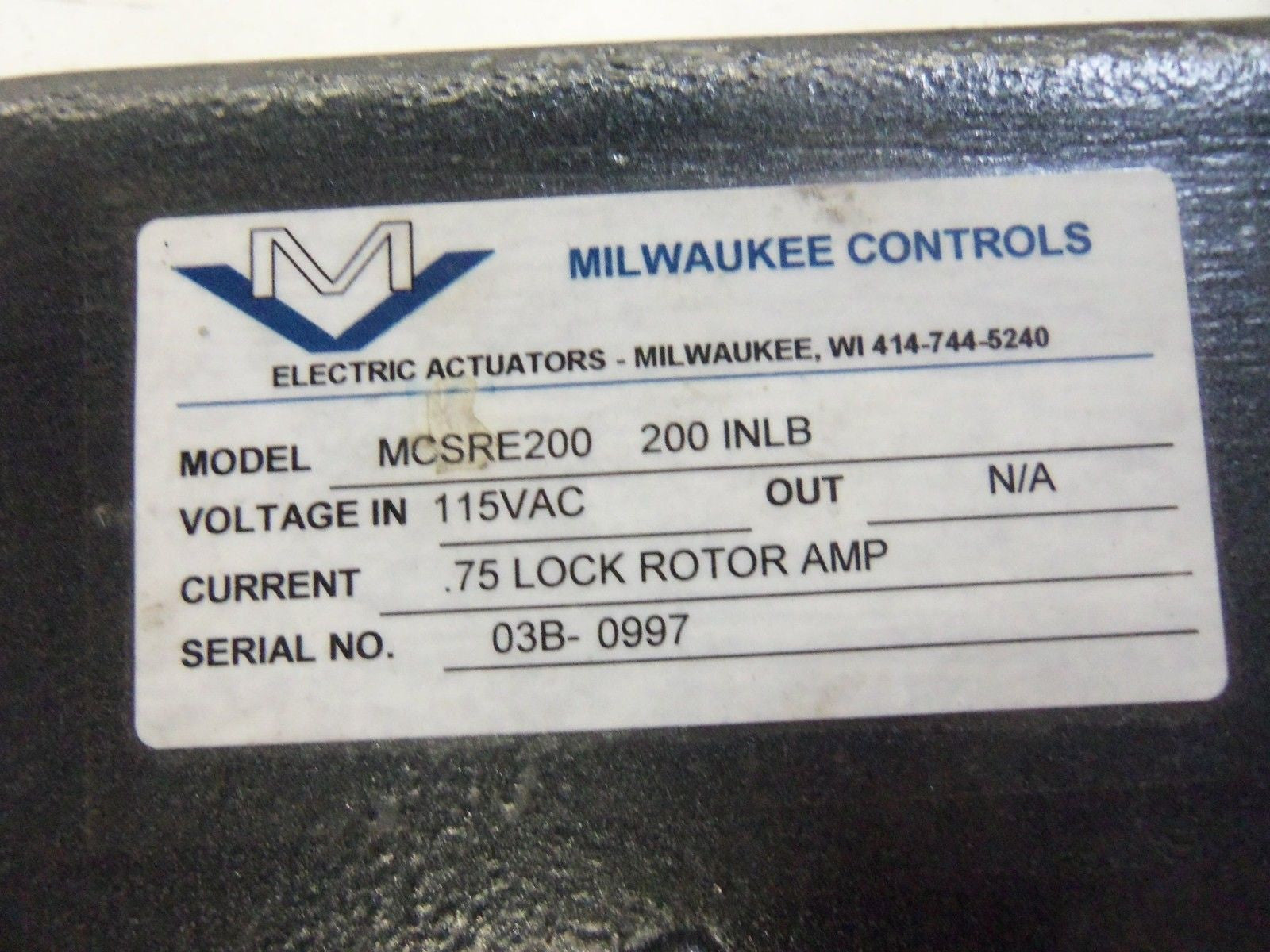 MILWAUKEE MCSRE200 ELECTRIC ACTUATOR *USED*