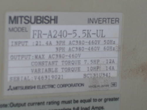 MITSUBISHI FREQROL-A200  FR-A240-5.5K-UL *USED*