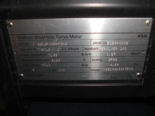 MODICON BRUSHLESS SERVO MOTOR S61G-A00-K0V0 *NEW NO BOX*