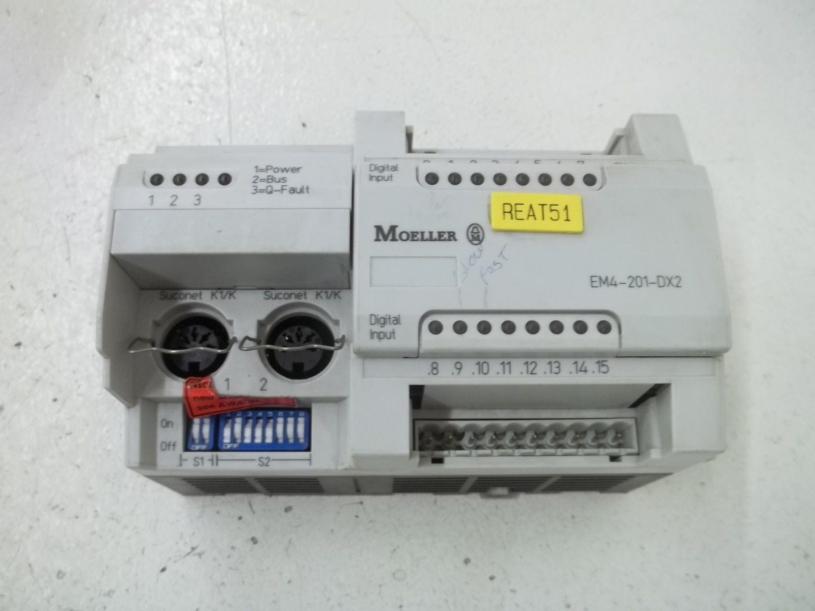 MOELLER EM4-201-DX2 POWER SUPPLY: 24VDC, 0.4A EXPANSION MODULE REMOTE  *USED*