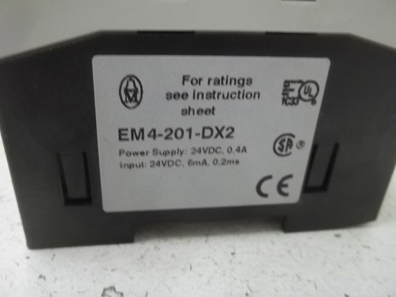 MOELLER EM4-201-DX2 POWER SUPPLY: 24VDC, 0.4A EXPANSION MODULE REMOTE  *USED*