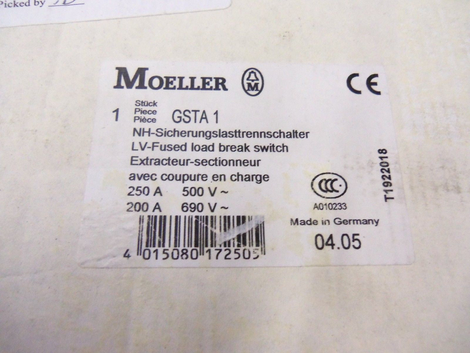 MOELLER GSTA 1 *NEW NO BOX*