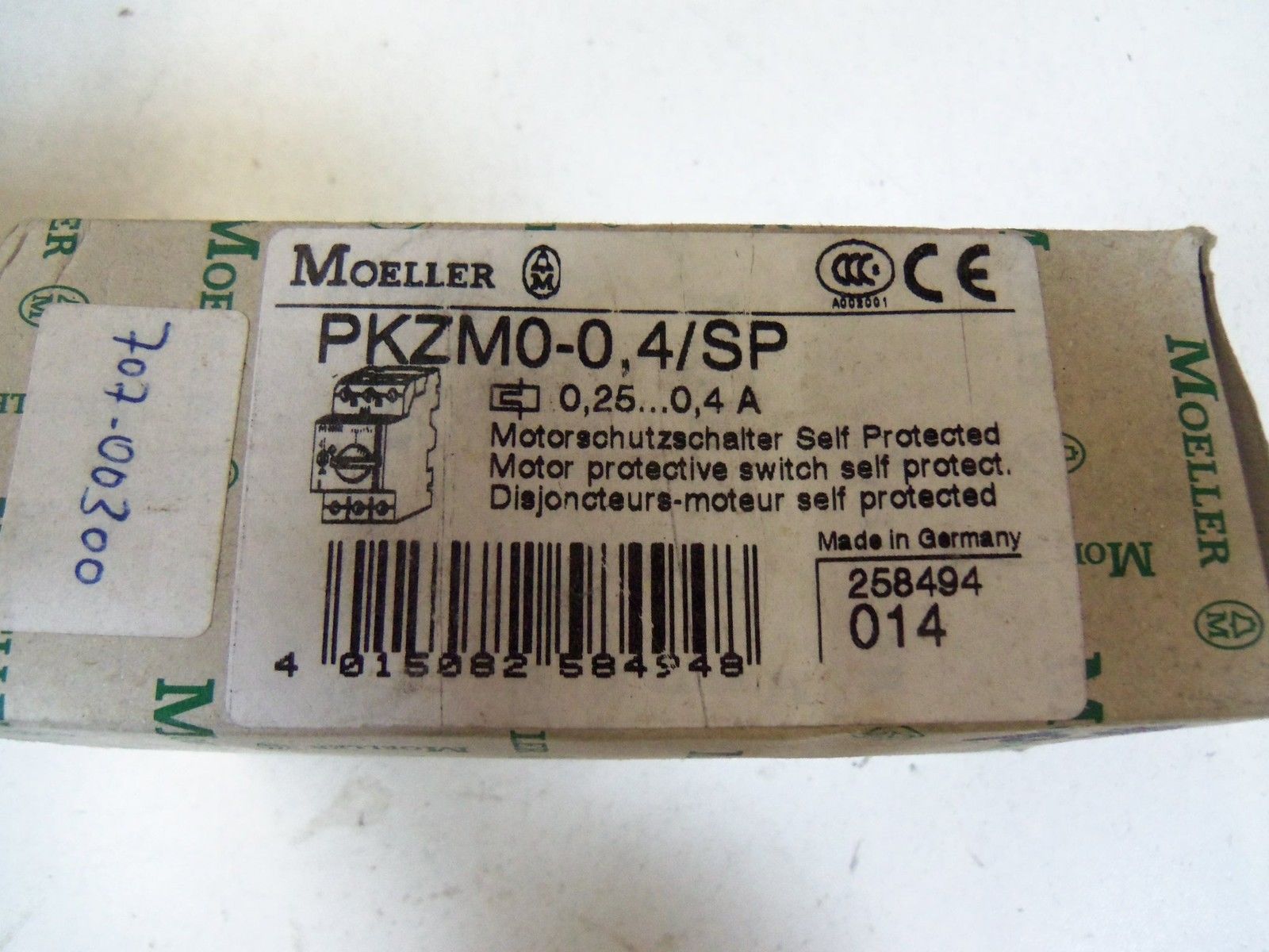 MOELLER PKZM0-0,4/SP MOTOR PROTECTIVE SWITCH *NEW IN BOX *