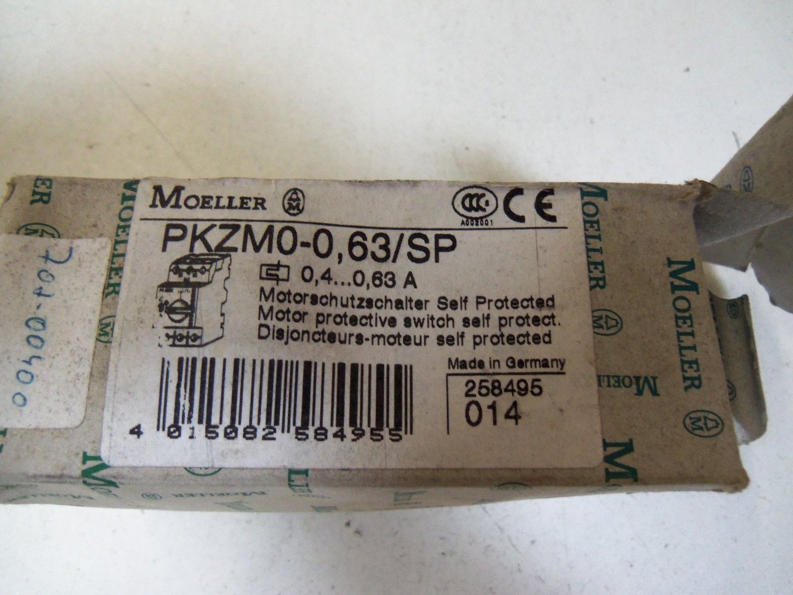KLOCKNER MOELLER PKZM0-0,63/SP MANUAL MOTOR STARTER 0.4-0.63A *NEW IN BOX*