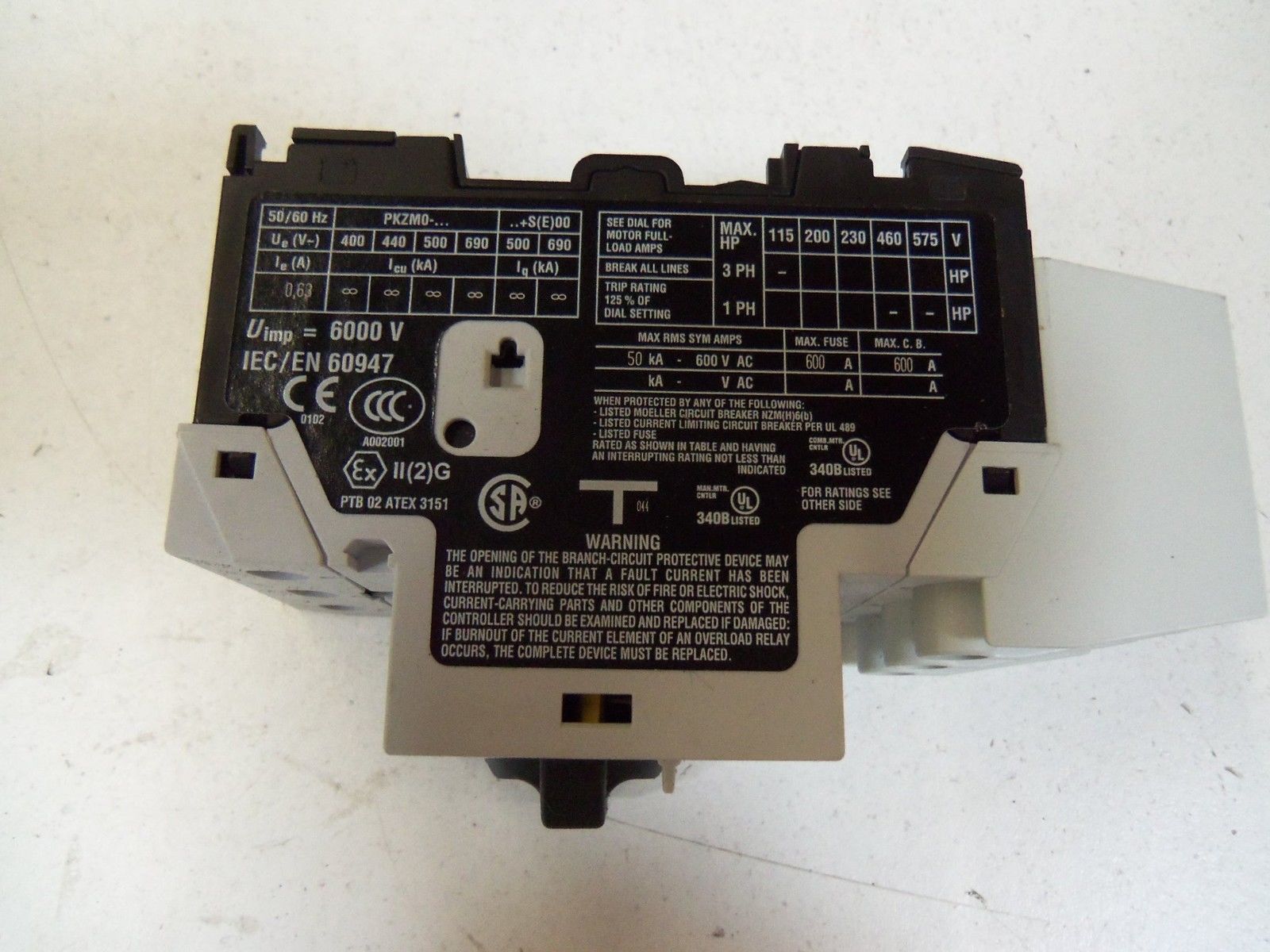 KLOCKNER MOELLER PKZM0-0,63/SP MANUAL MOTOR STARTER 0.4-0.63A *NEW IN BOX*