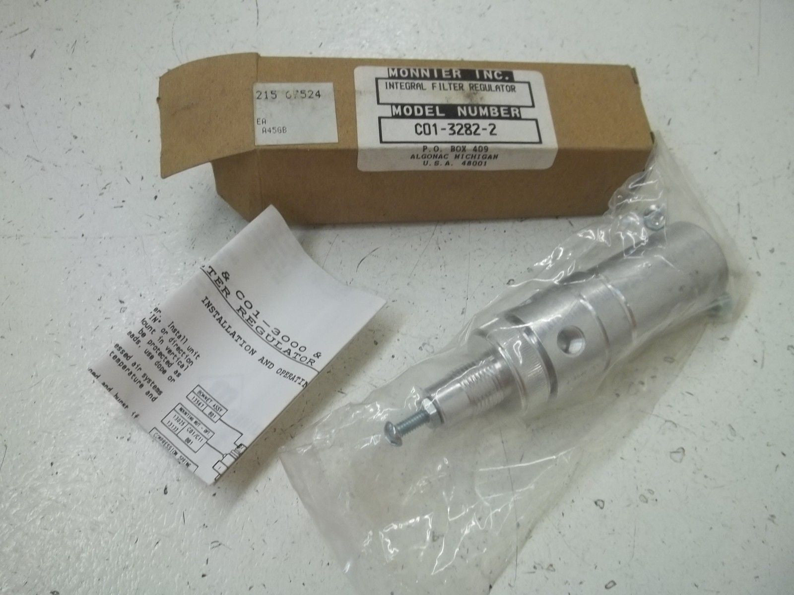 MONNIER INC. C01-3282-2 INTEGRAL FILTER REGULATOR *NEW IN BOX*