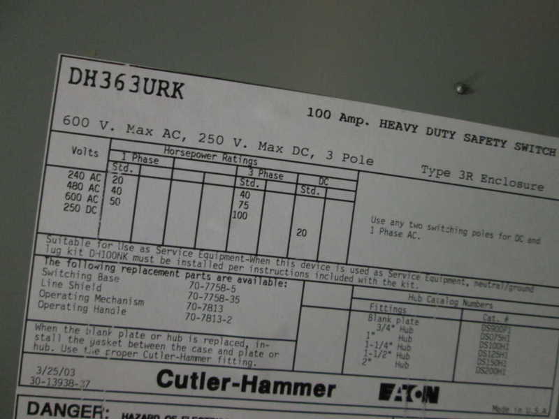 Cutler Hammer DH363URK  NSFP ** GENUINE ** DH 363URK Eaton Westinghouse