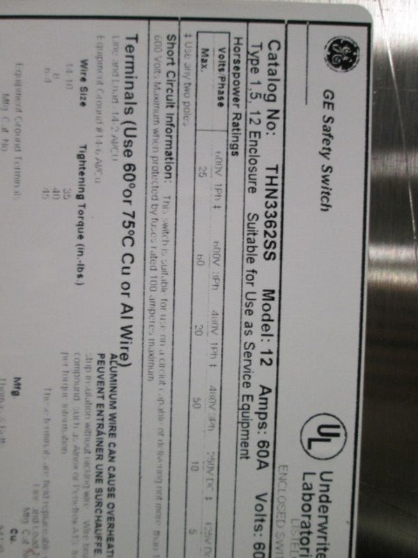 General Electric THN3362SS NSFP ** GENUINE ** GE
