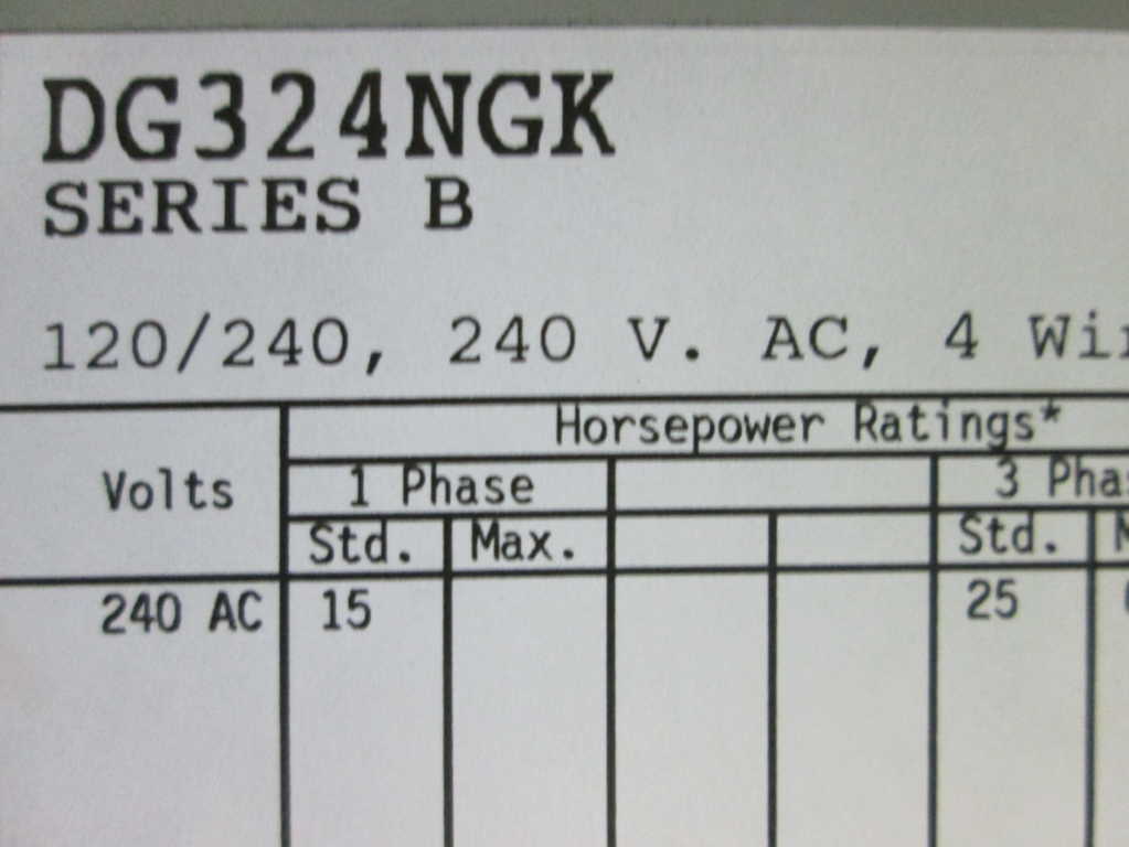 Cutler Hammer DG324NGK NSNP **GENUINE** DG 324NGK Westinghouse