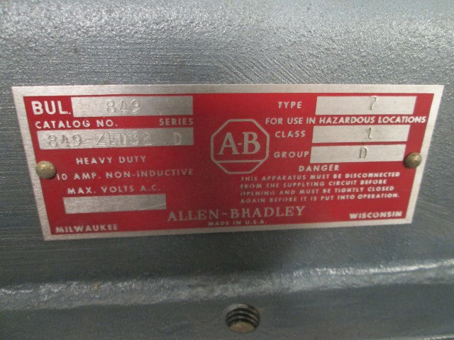 Allen Bradley 849ZED32 NSNP **GENUINE** AB 849 ZED32