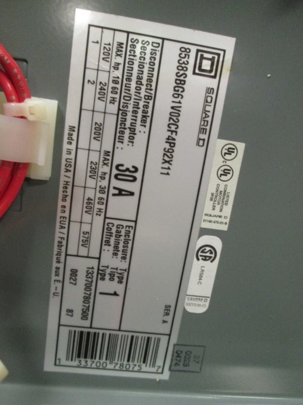 Square D 8538SBG61V02/CF4P92X11 NSFP * GENUINE * Schneider Telemecanique