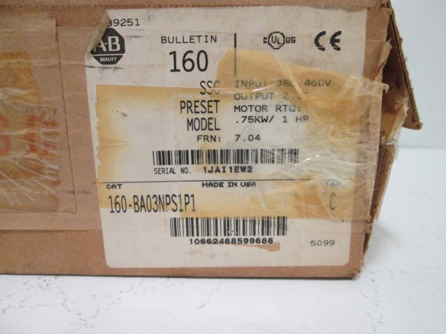 Allen Bradley 160BA03NPS1P1 NSFP **GENUINE** AB 160 BA03NPS1P1