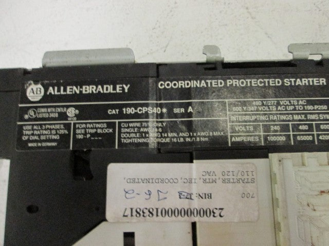 Allen Bradley 190CPS40B NSNP **GENUINE** AB 190 CPS40B