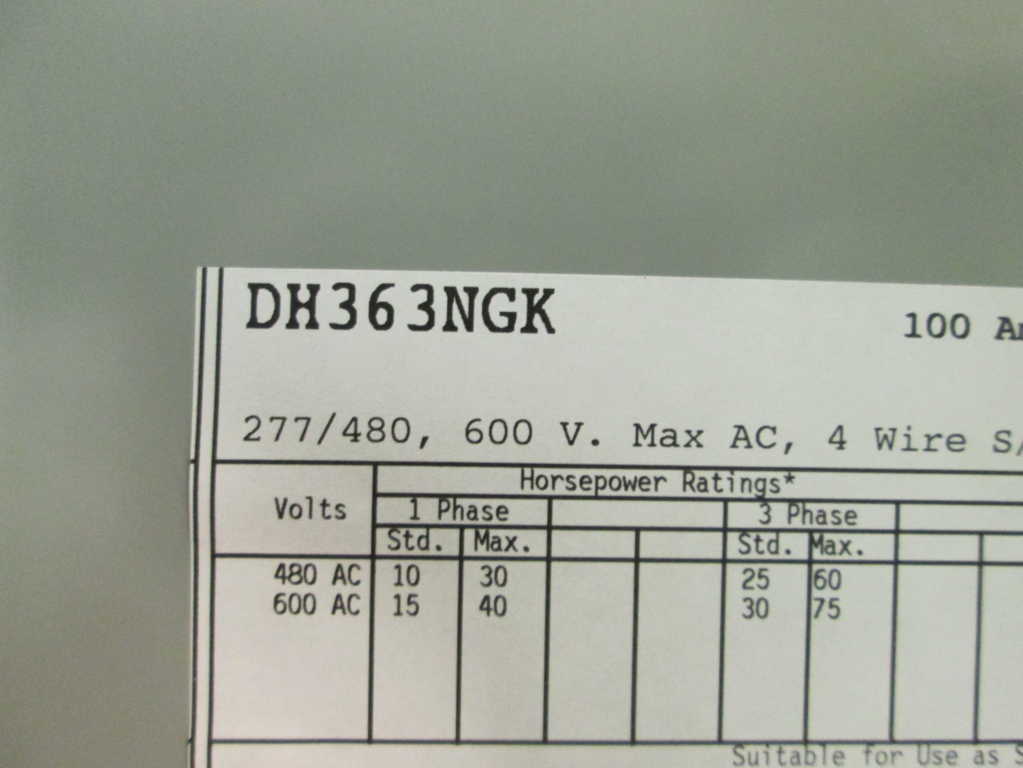 Cutler Hammer DH363NGK NSFP **GENUINE** Westinghouse