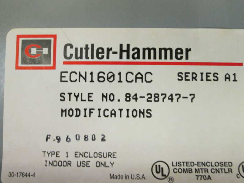Cutler Hammer ECN1601CAC Ser. A1 NSFP * GENUINE * Westinghouse