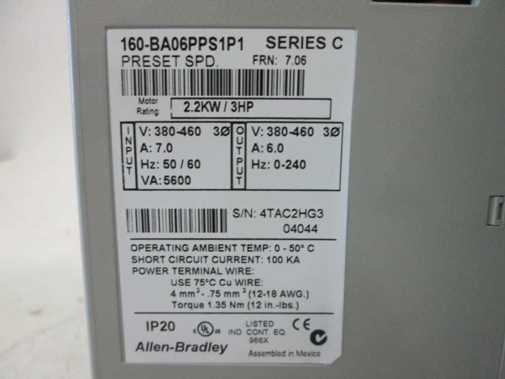 Allen Bradley 160BA06PPS1P1 NSFP **GENUINE** AB 160 BA06PPS1P1