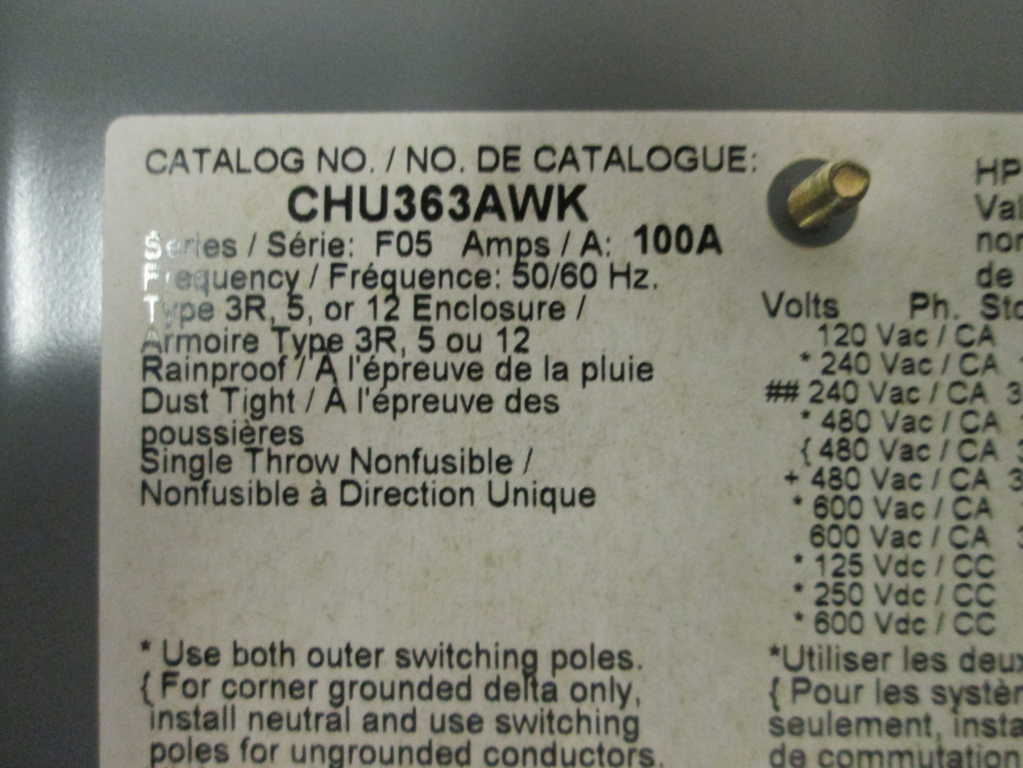Square D CHU363AWK NSFP **GENUINE** Schneider Telemecanique